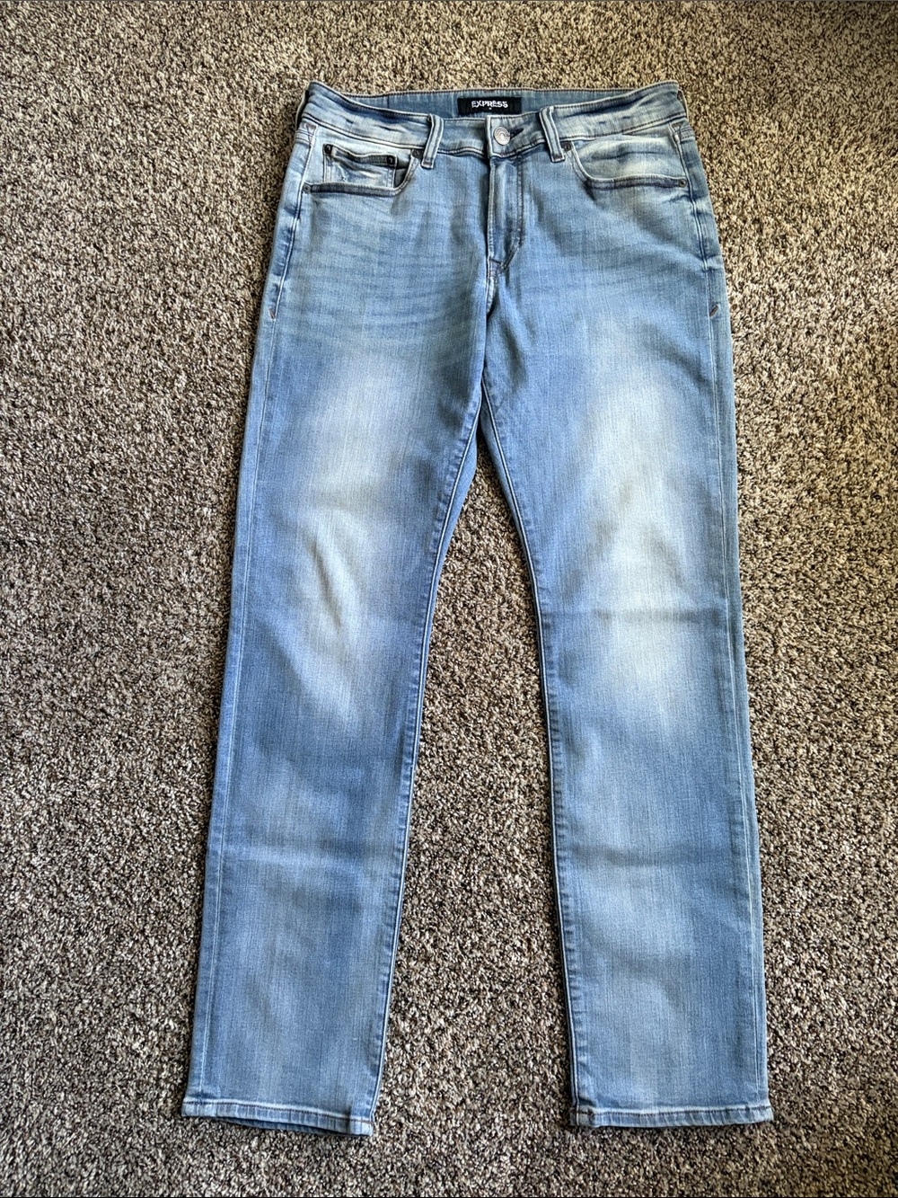 Express Light Blue Slim Straight Men's Jeans